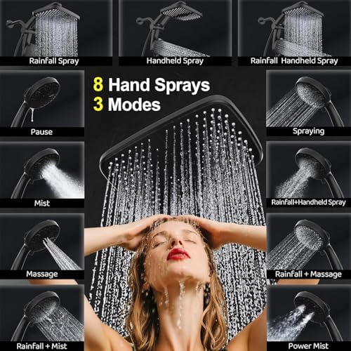 12-Inch High Pressure Rain Shower Head with Handheld Spray Combo, Magnetic