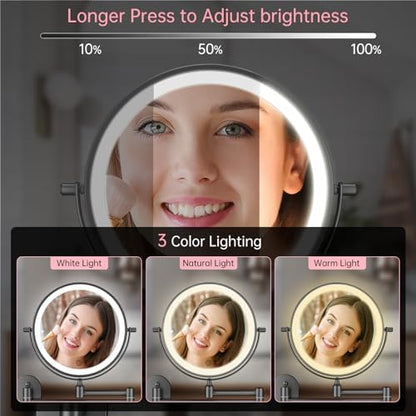 FUNTOUCH 5000mAh Rechargeable Wall Mounted Lighted Makeup Mirror 1X30X