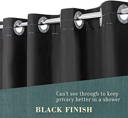 No Hook PEVA Shower Curtain or Liner, Standard Size 71 x 74, Black