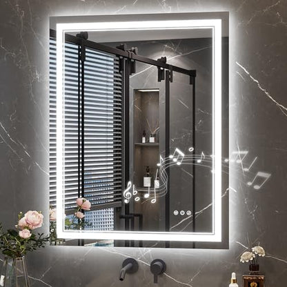 Keonjinn 28" x 36" LED Bathroom Mirror with Lights, Frontlit & Backlit