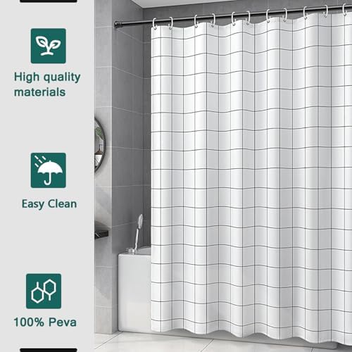 Shower Curtain Liner, 100% Waterproof Peva Shower Curtains with 3 Duty Heavy Bottom Magnets and 12 Rust Proof Grommets, 72x72 Weighted Shower Liner for Shower Stall, Bathtubs
