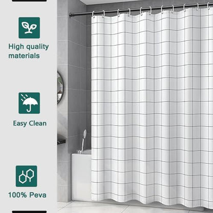 Shower Curtain Liner, 100% Waterproof Peva Shower Curtains with 3 Duty Heavy Bottom Magnets and 12 Rust Proof Grommets, 72x72 Weighted Shower Liner for Shower Stall, Bathtubs