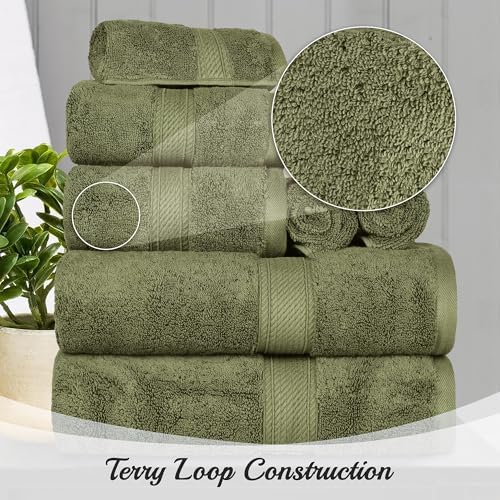Superior Egyptian Cotton Ultra Plush & Absorbent, 8 Piece Set, Forest Green