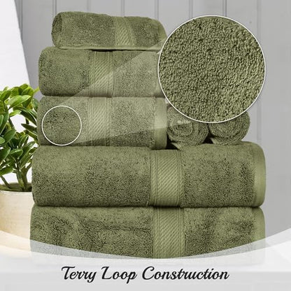 Superior Egyptian Cotton Ultra Plush & Absorbent, 8 Piece Set, Forest Green
