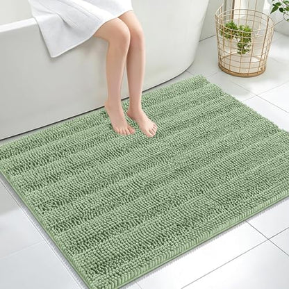 OLANLY Thick Large Bathroom Rugs 40x32, Chenille Bath Rugs, Sage Green
