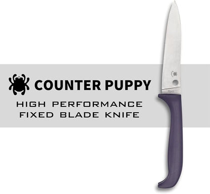 Spyderco Counter Puppy 6.9" Kitchen Knife with 3.46" Corrosion-Resistant 7Cr17 Stainless Steel Blade and Injection-Molded Purple Plastic Handle - Plainedge - K20PPR