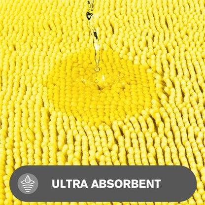Yellow Bathroom Rug – Absorbent and Washable Bath Mat, Non-Slip, Thick Soft Chenille Bath Rugs for Bathroom Floor, Shower, Sink - 24" x 36"