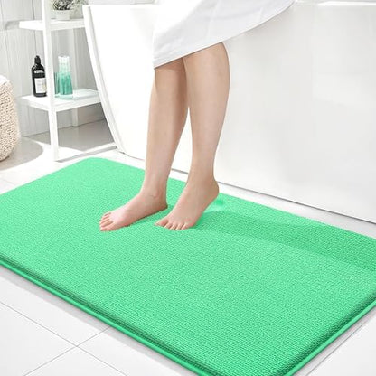 OLANLY Memory Foam Bathroom Runner Rugs 44x24, Long Bath Mats, Mint Green