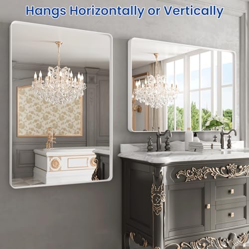WEER White Bathroom Vanity Mirror 48x32 Inch