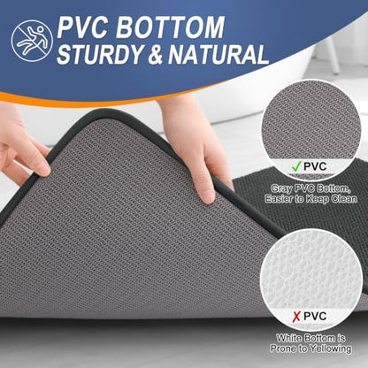 OLANLY Thick Memory Foam Bathroom Rugs 32x20, Absorbent Bath Mat, Dark Grey