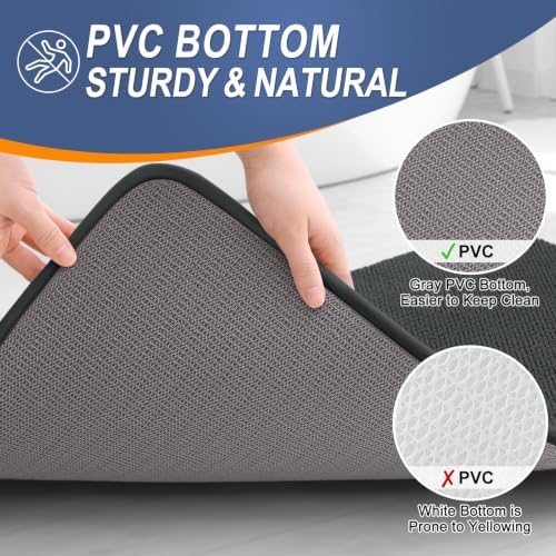 OLANLY Memory Foam Bathroom Runner Rug 70x24, Absorbent Long Mat, Dark Grey