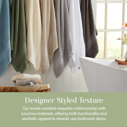 Springtree Home 100% Cotton Hand Towel Set | 6-Pack | Textured | Aegean