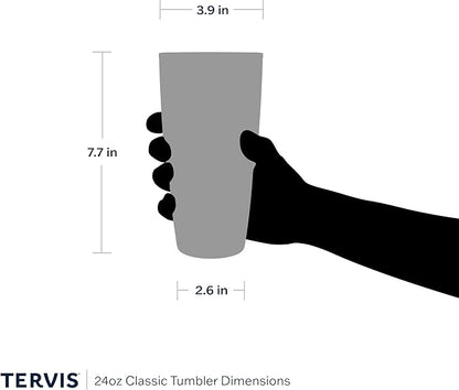 Tervis Clear & Colorful Tabletop Made in USA Double Walled Insulated Tumbler Travel Cup Keeps Drinks Cold & Hot, 24oz, Red