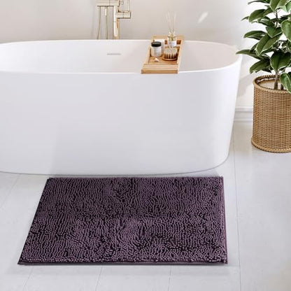 Hearth & Harbor Bathroom Rugs, Chenille Bath Mat - Machine Washable Bath Mats for Bathroom Non-Slip Backing Rubber, Quick Dry Bathroom Mat