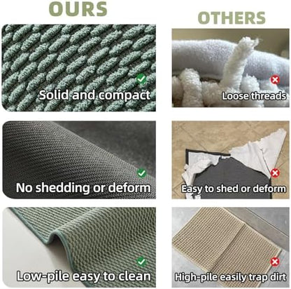 TYUU Bathroom Rugs Non Slip Washable, Super Absorbent Thin Bath Mat Small Quick Dry Low Pile Bathroom Rug, Sage Green 20"x30"