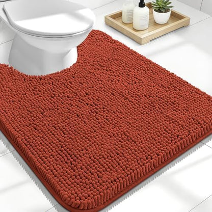 OLANLY Toilet Rugs U-Shaped 24x20, Soft Absorbent Chenille Contour Rugs