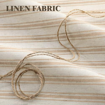 Farmhouse Shower Curtain Ruffle Linen Cream-Beige Stripe 72"W x 72"L