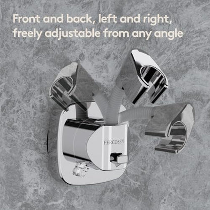Shower Head Holder with Suction | 360° Swivel | Silver