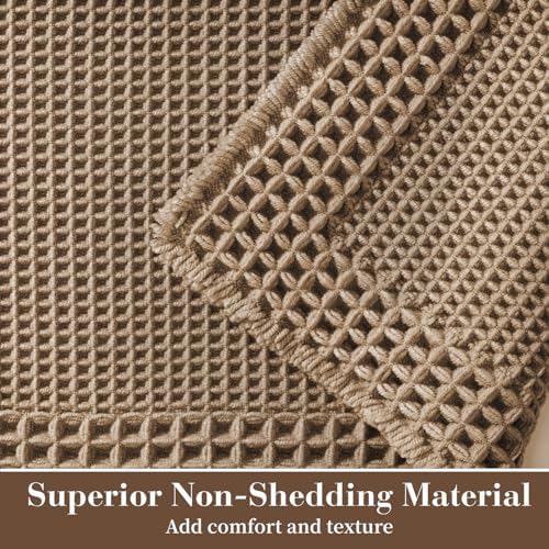 RESARE Waffle Bath Mat for Bathroom, Non Slip Bathroom Rugs 18"x30" Brown