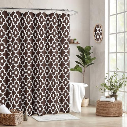Fabric Modern Shower Curtain-Brown and White Shower Curtains for Bathroom