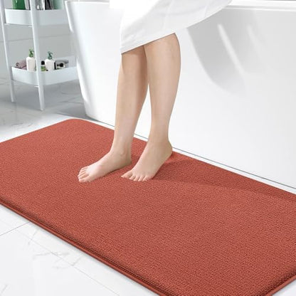 OLANLY Memory Foam Bathroom Runner Rugs 47x24, Long Mats, Rustic Terracotta