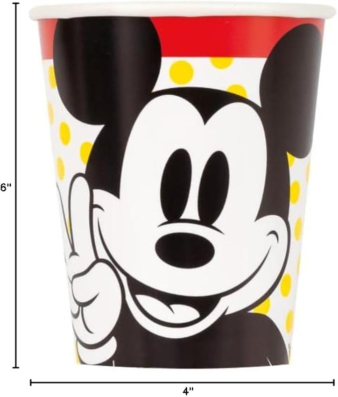 Unique Mickey Mouse Birthday Party Supplies Bundle Pack includes Party Paper Cups - 16 Count and 1 Dinosaur Sticker Sheet