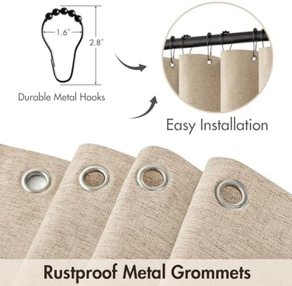 MIULEE Copper Brown Scalloped Linen Shower Curtain 72x72 Inches