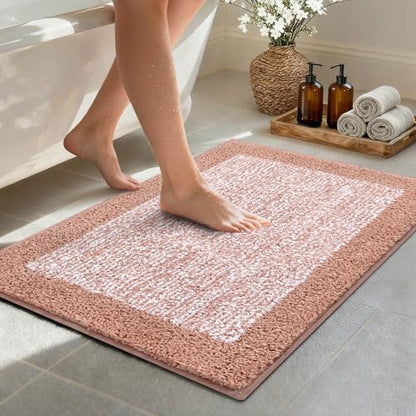 36x24 Large Bathroom Rugs Non Slip Washable, Soft Absorbent Bath Mat Pink