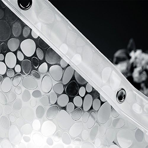 EurCross EVA PVC Free Heavy Duty Shower Curtain Liner 72 x 72 inches with 3D Pebble Design, Weighted Waterproof Plastic Clear Shower Curtain for Bathroom with 5 Magnets,not Stiff