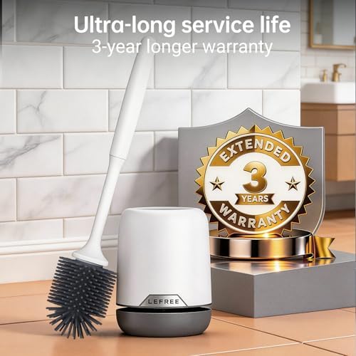 Lefree 3 Pack Silicone Toilet Brush,Rubber Toilet Bowl Brush and Holder Set with Ventilated Holder, Toilet Cleaner Brush for Bathroom,Floor Standing & Wall Mounted Toilet Scrubber Without Drilling