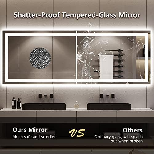 96x36 LED Bathroom Mirror with Lights, Lighted Vanity Mirror