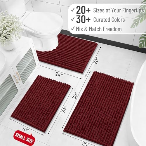 OLANLY Small Bathroom Rugs 24x16, Thick Soft Absorbent Chenille Bath Rugs