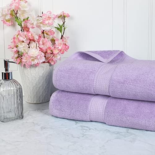 SUPERIOR Egyptian Cotton Pile Heavyweight Bath Sheet, 2 Piece Set, Purple