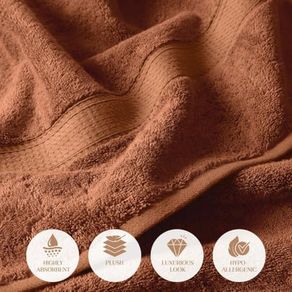 SUPERIOR Egyptian Cotton Ultra Plush & Absorbent, 3 Piece Set, Rust