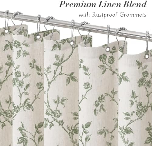 MitoVilla Small Stall Linen Floral Shower Curtain for Bathroom,36 x 72