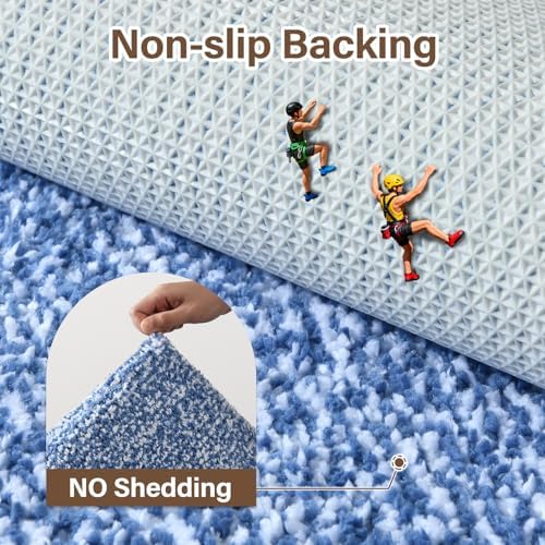 Bathroom Rugs 30x20 Non Slip Washable, Soft Absorbent Bath Mat Blue