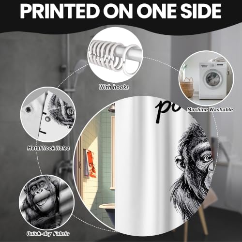 Extra Tall Shower Curtain XL are You Pooping Monkey, 70 x 78 Inchs