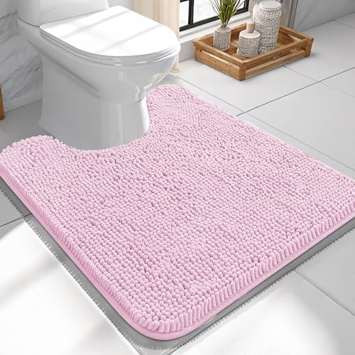 OLANLY Toilet Rugs U-Shaped 24x24, Soft Absorbent Chenille Contour Rugs
