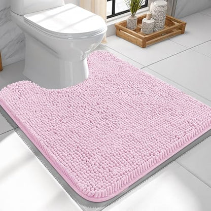 OLANLY Toilet Rugs U-Shaped 24x24, Soft Absorbent Chenille Contour Rugs