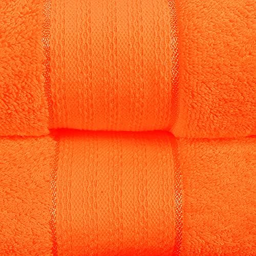 GLAMBURG 700 GSM Premium Cotton 2-Pack Oversized Extra Large Bath Sheet Set - 100% Combed Cotton - 2 Bath Sheets 35x70 - Luxury Hotel & Spa Quality - Durable Ultra Soft Highly Absorbent - Orange