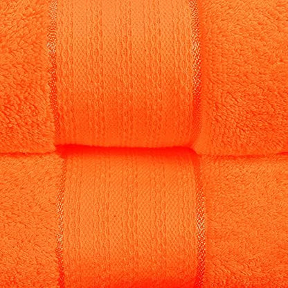 GLAMBURG 700 GSM Premium Cotton 2-Pack Oversized Extra Large Bath Sheet Set - 100% Combed Cotton - 2 Bath Sheets 35x70 - Luxury Hotel & Spa Quality - Durable Ultra Soft Highly Absorbent - Orange