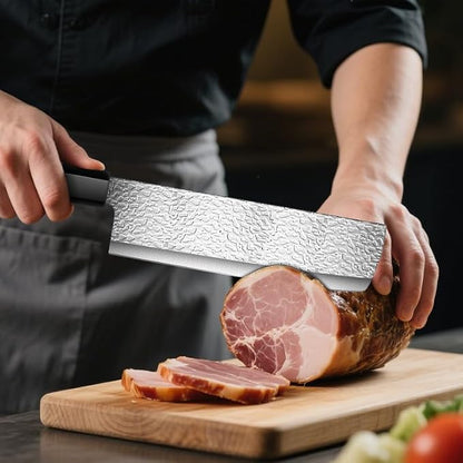 Chef Knife,12" Professional Kitchen Knife for Cooking,Made of Stainless Steel,Ultra Sharp for Cutting food,with Ergonomic Handle,for Home & Restaurant Brown