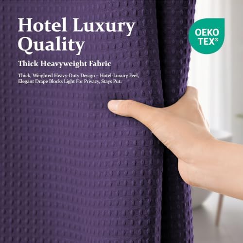 Dynamene Stall Waffle Shower Curtain 256 GSM Heavy Fabric 60x72 Purple