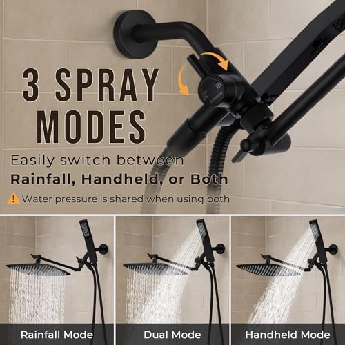 G-Promise All Metal 16" Rain Shower Head with Handheld for Bathroom Upgrade