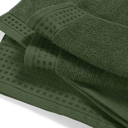 GLAMBURG Ultra Soft 4 Pack Oversized Bath Towel Set 27x54 inches, 100% Cotton Bath Towels, Highly Absorbant Compact Quickdry & Lightweight Towel, Ideal for Gym Travel Camp Pool - Olive Green