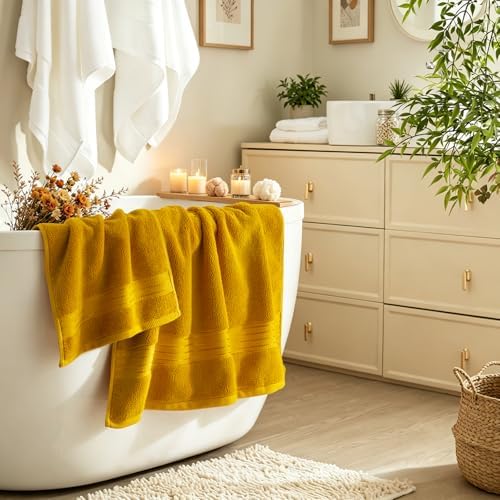 COZYART Luxury Bath Towel Set 6 Pcs, Gold 100% Turkish Cotton 650 GSM