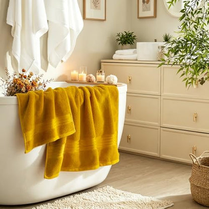 COZYART Luxury Bath Towel Set 6 Pcs, Gold 100% Turkish Cotton 650 GSM