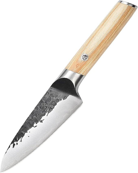 MITSUMOTO SAKARI 4.5-Inch Japanese Paring Knife, SKD-11 Steel | Compact blade for peeling and slicing, SKD-11 high carbon steel, non-stick coating, pakkawood handle