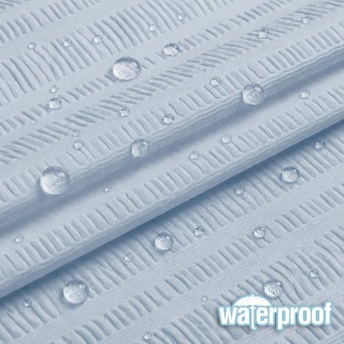 Aiyufeng Glacier Blue Shower Curtain for Bathroom, Embossed Textured Fabric Shower Curtain for Bathroom - Soft Cloth & Hotel Spa, Machine Washable, 72X78,Glacier Blue