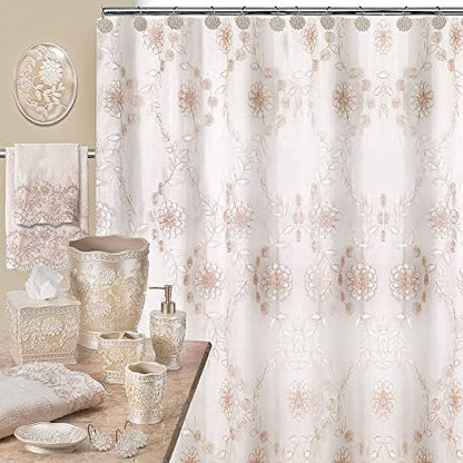 Rose Vine Shower Curtain Fabric Laced Shower Curtain for Bathroom Classic Unique Design Luxury Bathroom Curtain Bathtub Home Decor 72"x70", Beige